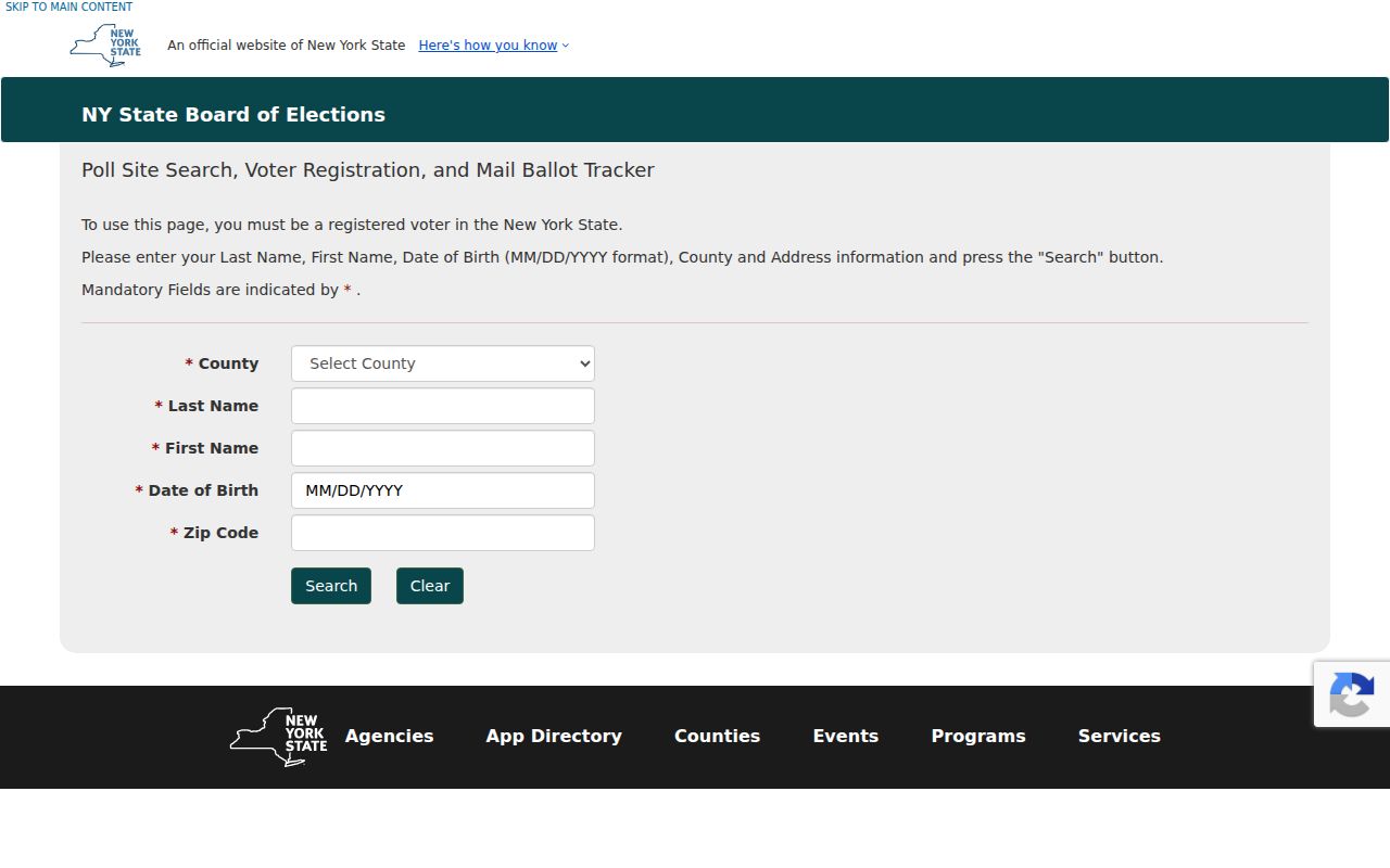 Town of Rotterdam residents directory New York voter lookup screen