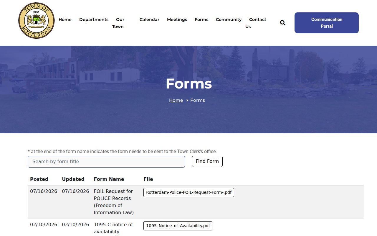 Town of Rotterdam residents directory FOIL form listing