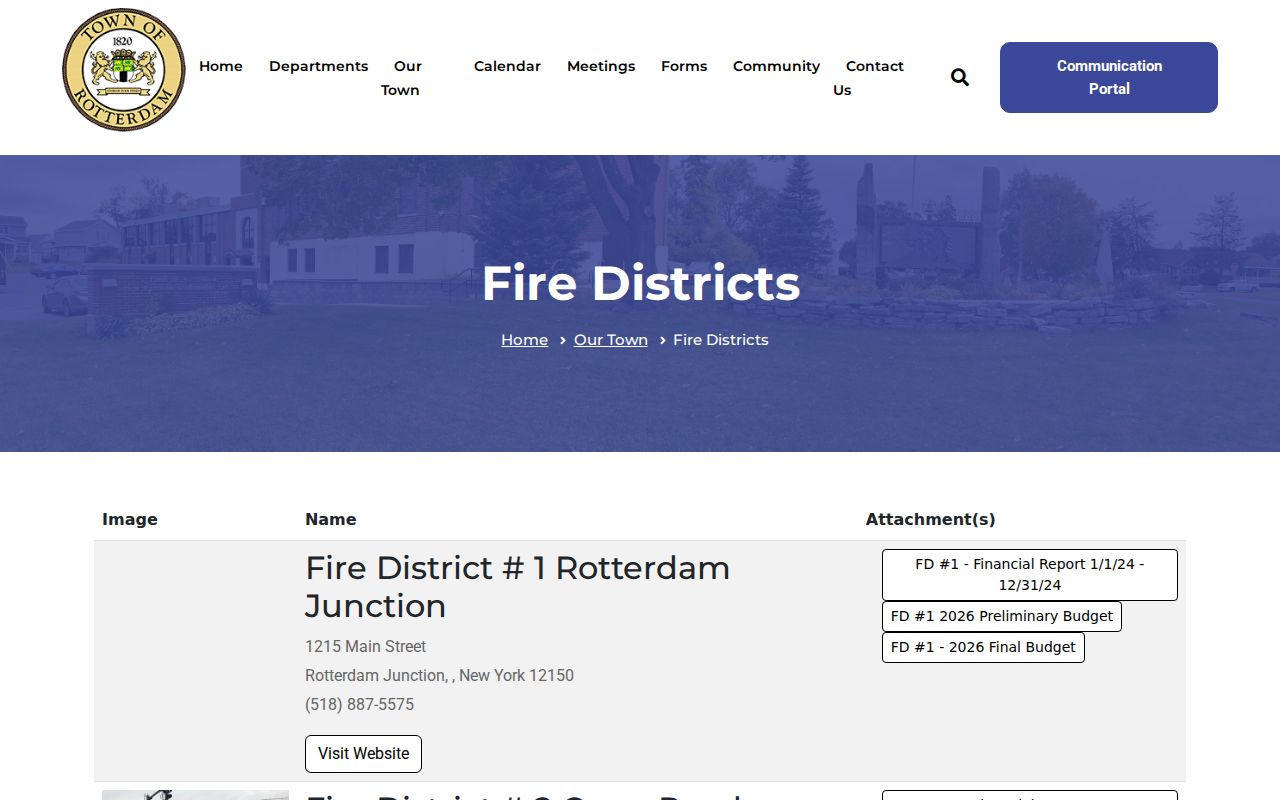 Town of Rotterdam ZIP code directory fire district postal address examples